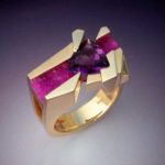 Unique Ring with Amethyst & Pink Druse - Metamorphosis Jewelry Design